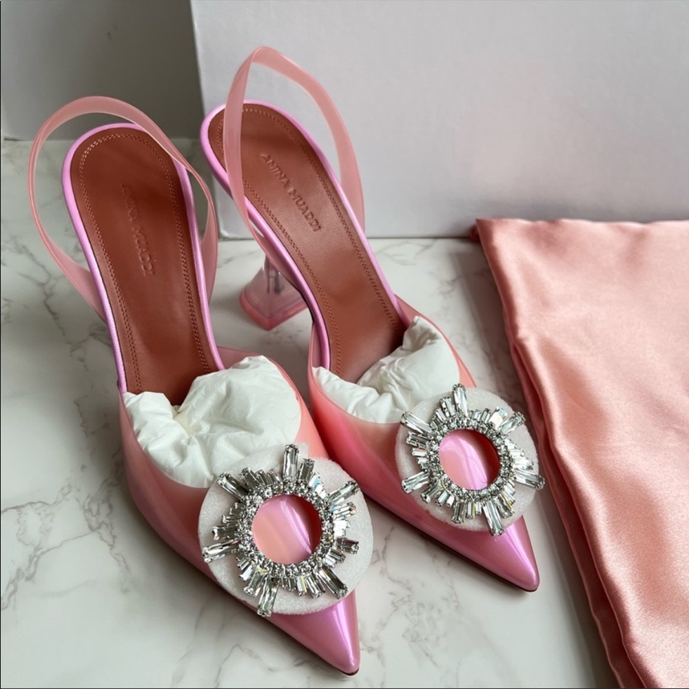 Amina Muaddi
Begum Embellished PVC Slingback Pumps
Pvc Galaxy Pink
, 40.5 (10.5)